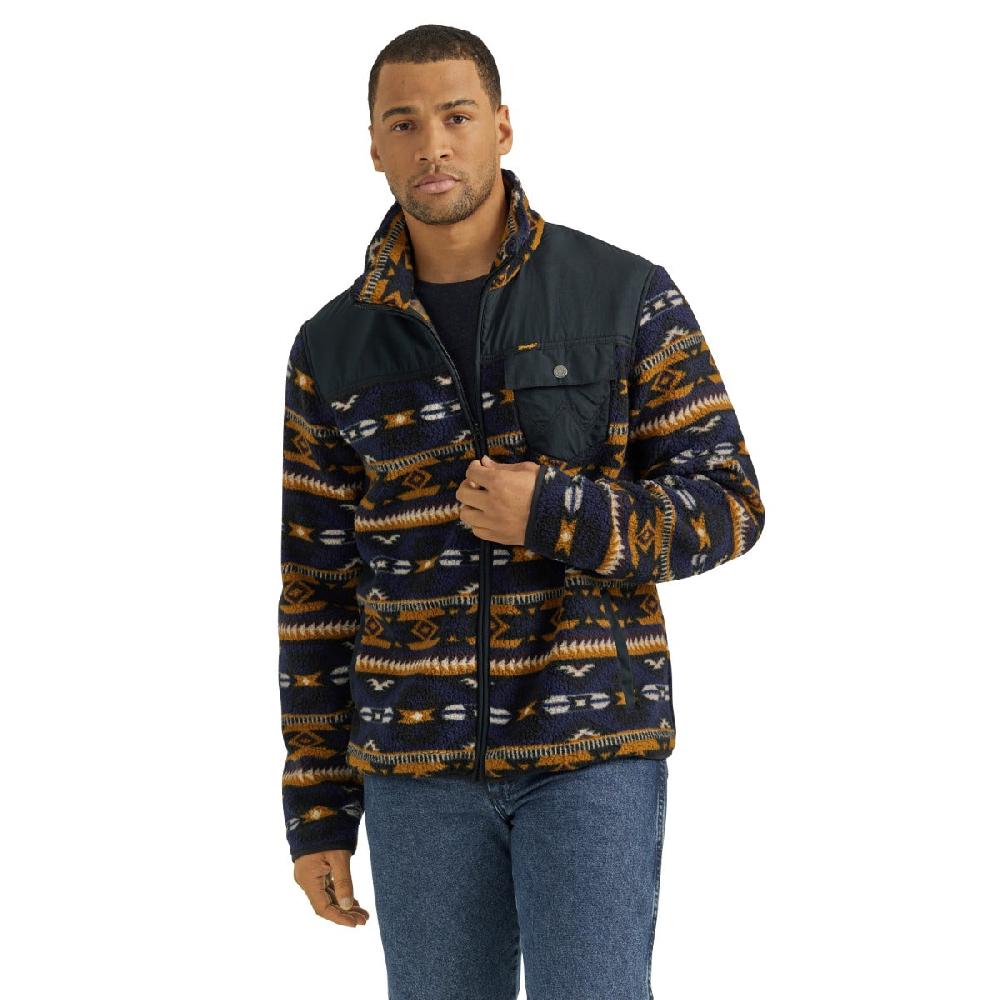 le bos Wrangler Desert Vibe Zip Front Men's Lightweight Ripstop Yoke Sherpa Jacket with Stand Up Collar 112352970