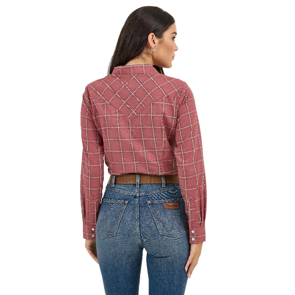 Le Bos Wrangler Dusk Wine Plaid Essential Women's Collared Longsleeve Western Snap Top 112371683