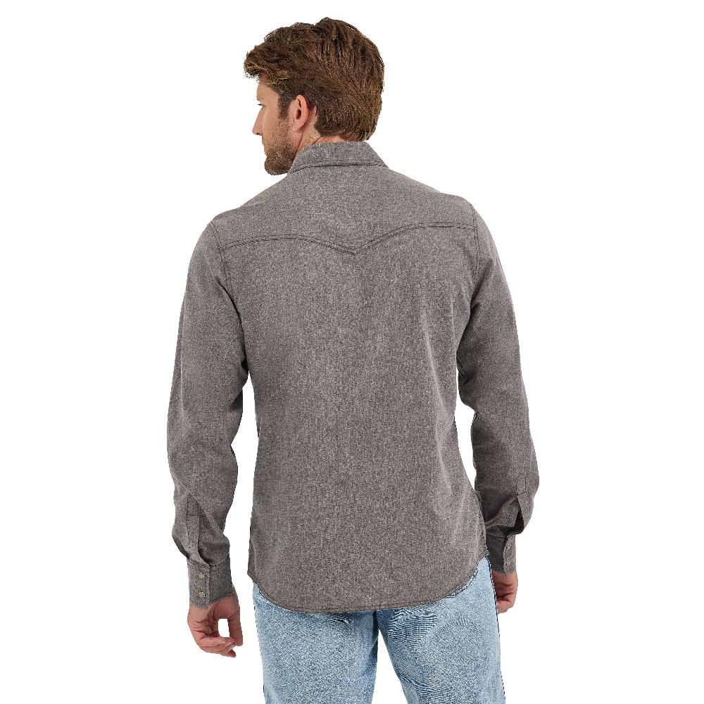 Le Bos Wrangler Dusty Brown Retro Premium Men's Western Snap Solid Shirt 112368219