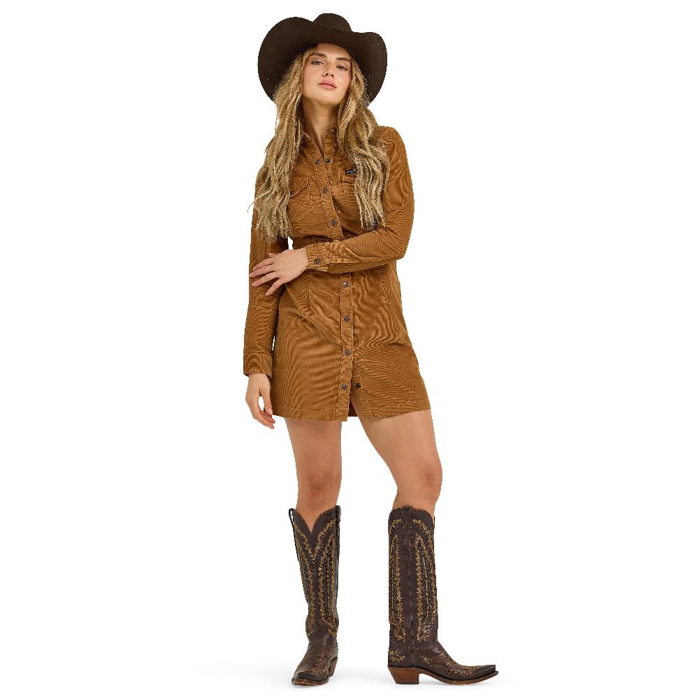 Le Bos Wrangler Fawn Corduroy Women's Western Shirt Dress 112367335