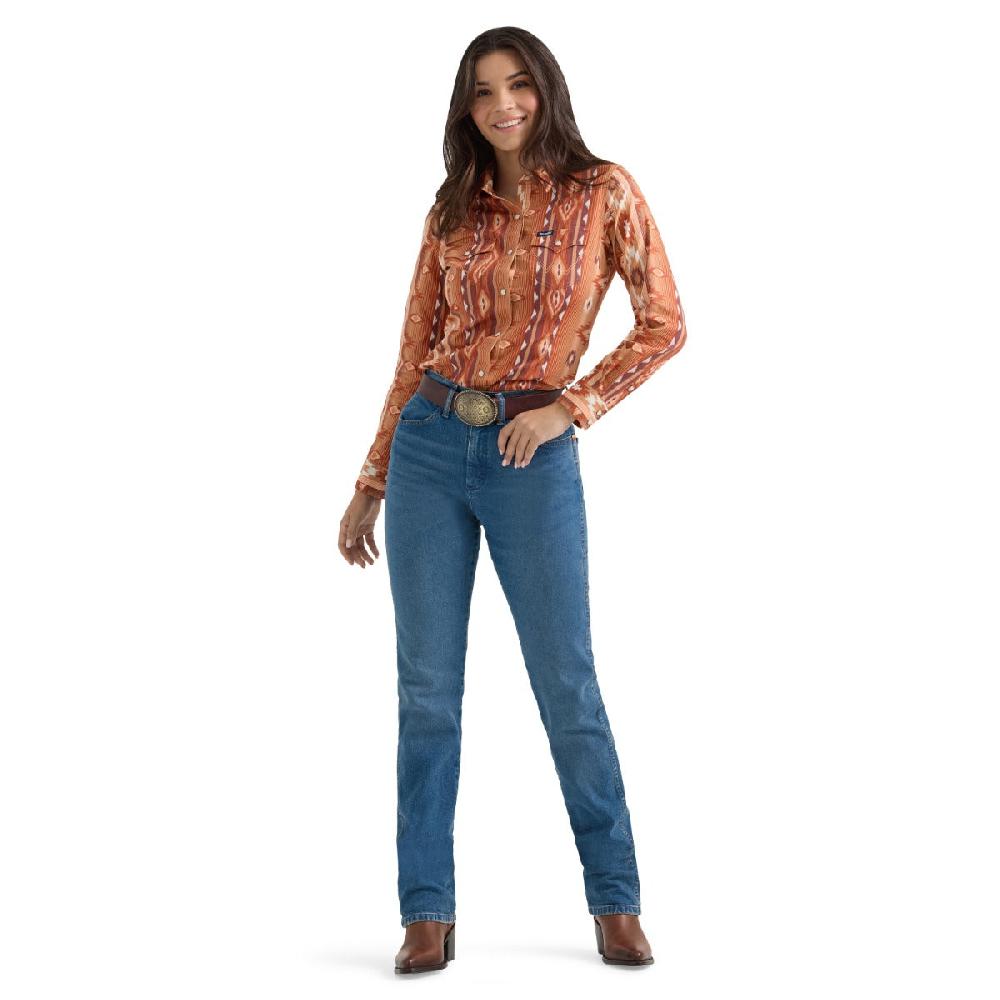 Le Bos Wrangler Fiery Checotah Retro Classic FIt Collared Longsleeve Women's Snap Shirt 112361186