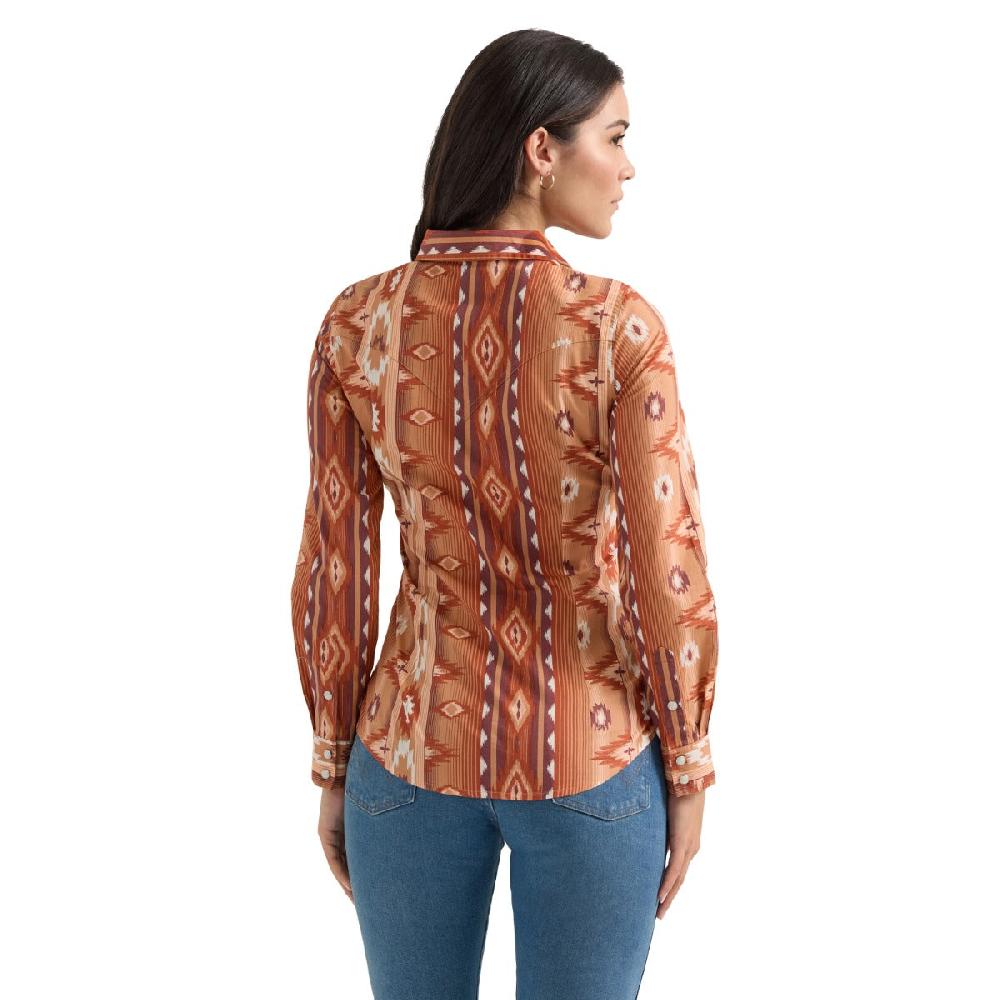 Le Bos Wrangler Fiery Checotah Retro Classic FIt Collared Longsleeve Women's Snap Shirt 112361186