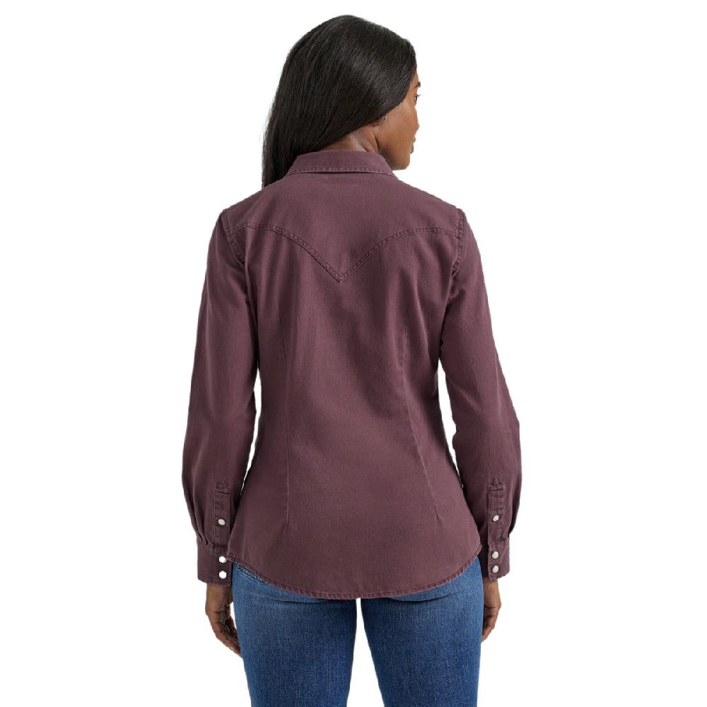 Le Bos Wrangler Fudge Retro Women's Collared Longsleeve Western Snap Shirt 112356659