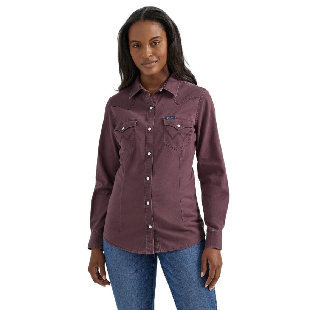 le bos Wrangler Fudge Retro Women's Collared Longsleeve Western Snap Shirt 112356659