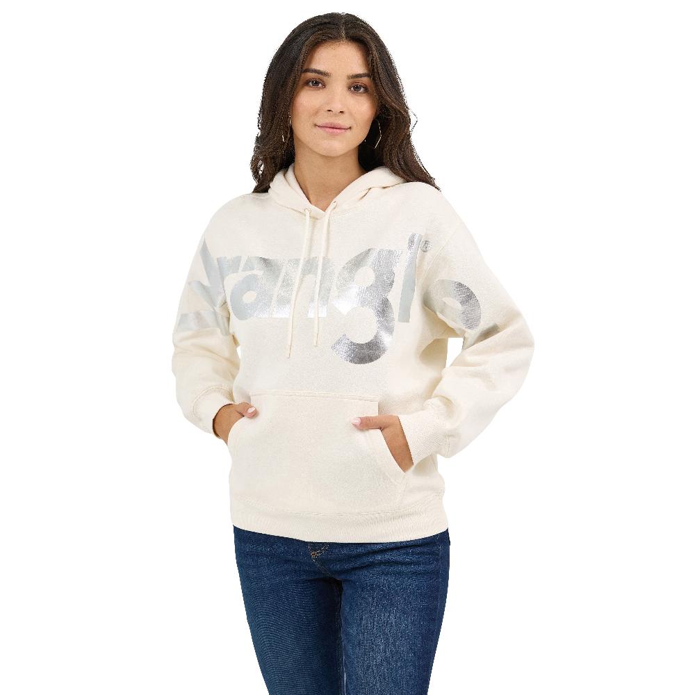 le bos Wrangler Icy White Bold Logo Womens' Hoodie 112371540