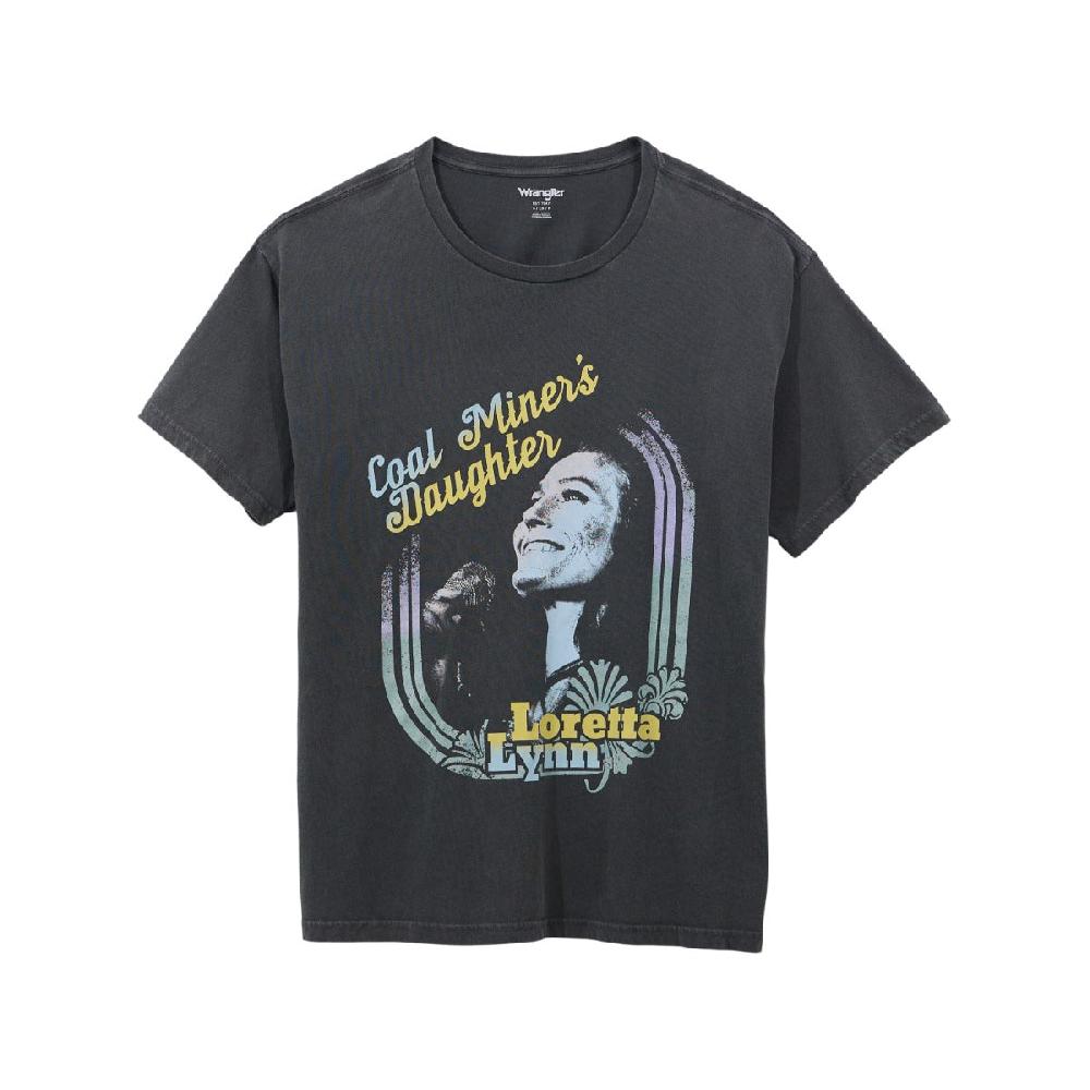 le bos Wrangler Jet Black Loretta Lynn (Coal Miner's Daughter) Women's Oversized Fit Graphic T-Shirt 112361043