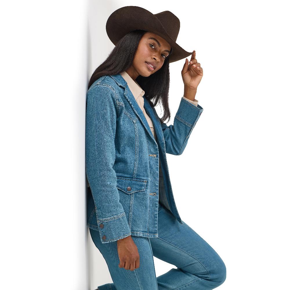 Le Bos Wrangler Light Denim Women's Collared Denim Blazer 112367390