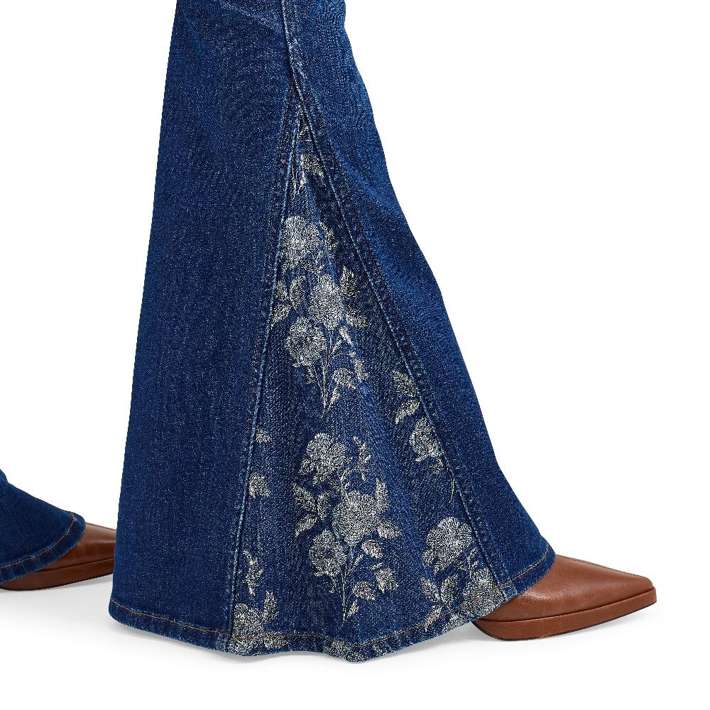 Le Bos Wrangler Melody Dark Blue Women's Retro Bailey High Rise Pieced Trumpet Flare Jeans 112368254