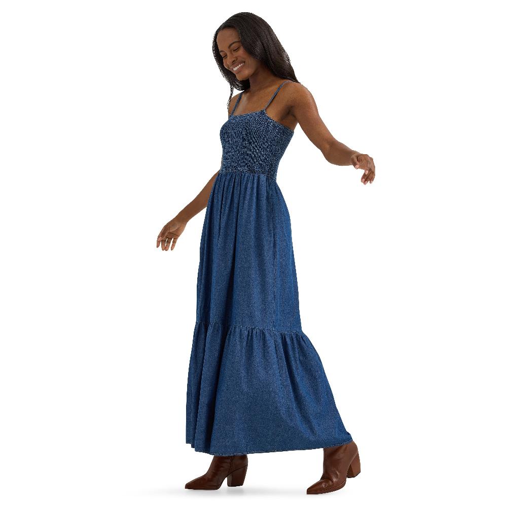 Le Bos Wrangler Midnight Smocked Bodice Women's Denim Maxi Dress 112365768