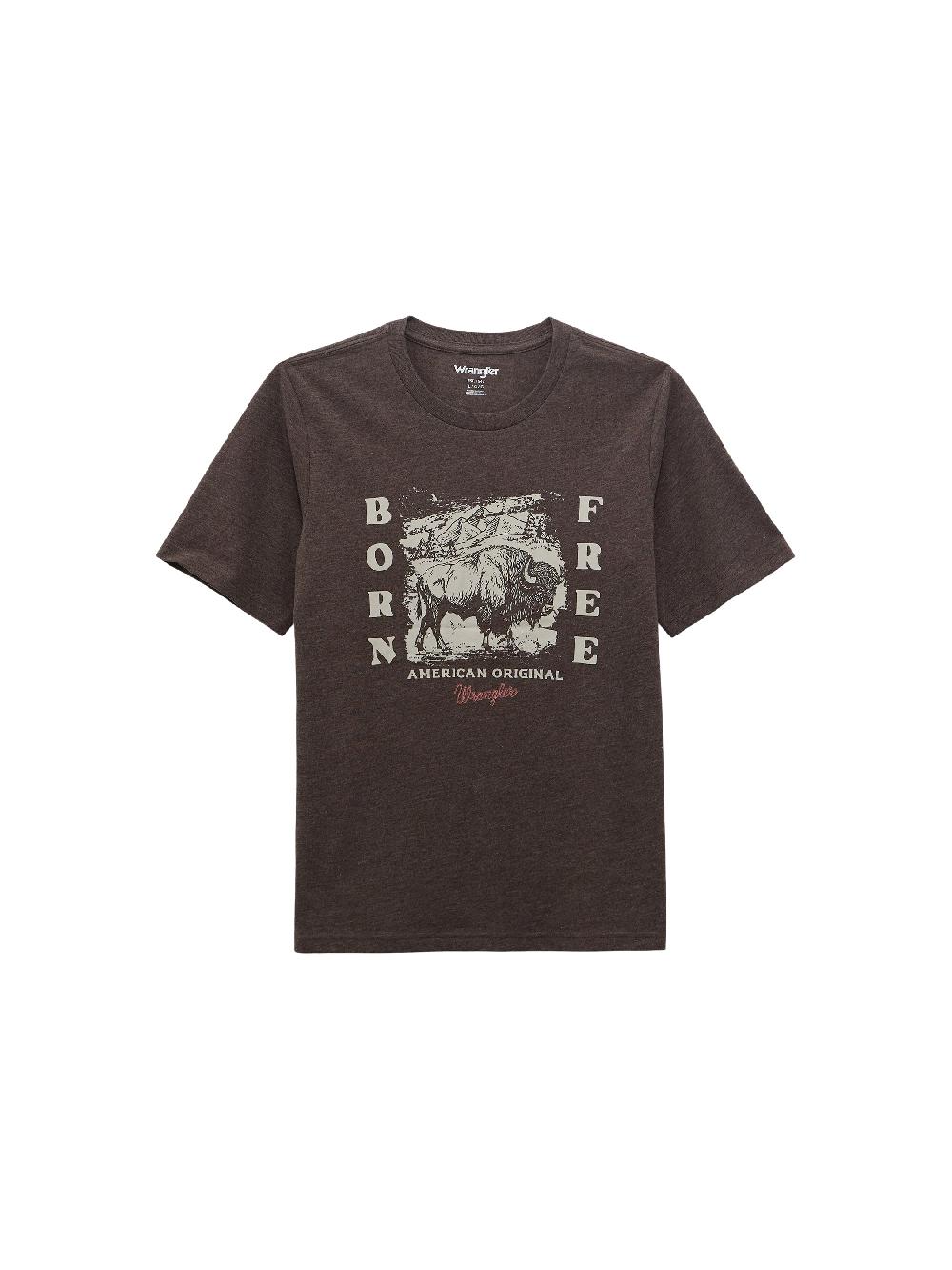 le bos Wrangler Mole Heather Boy's Logo Front Graphic Short Sleeve T-Shirt 112368707