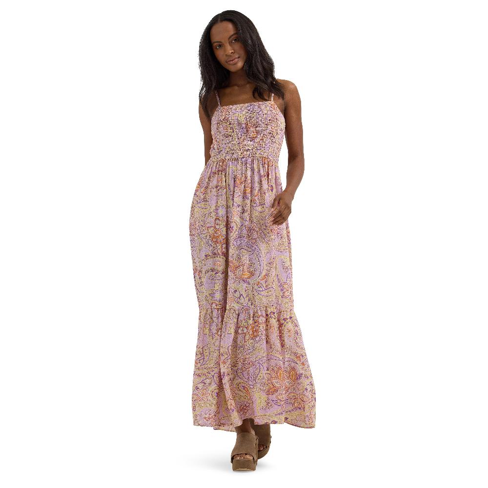 le bos Wrangler Pastel Paisley with Print Women's Smocked Bodice Maxi Dress 112364374