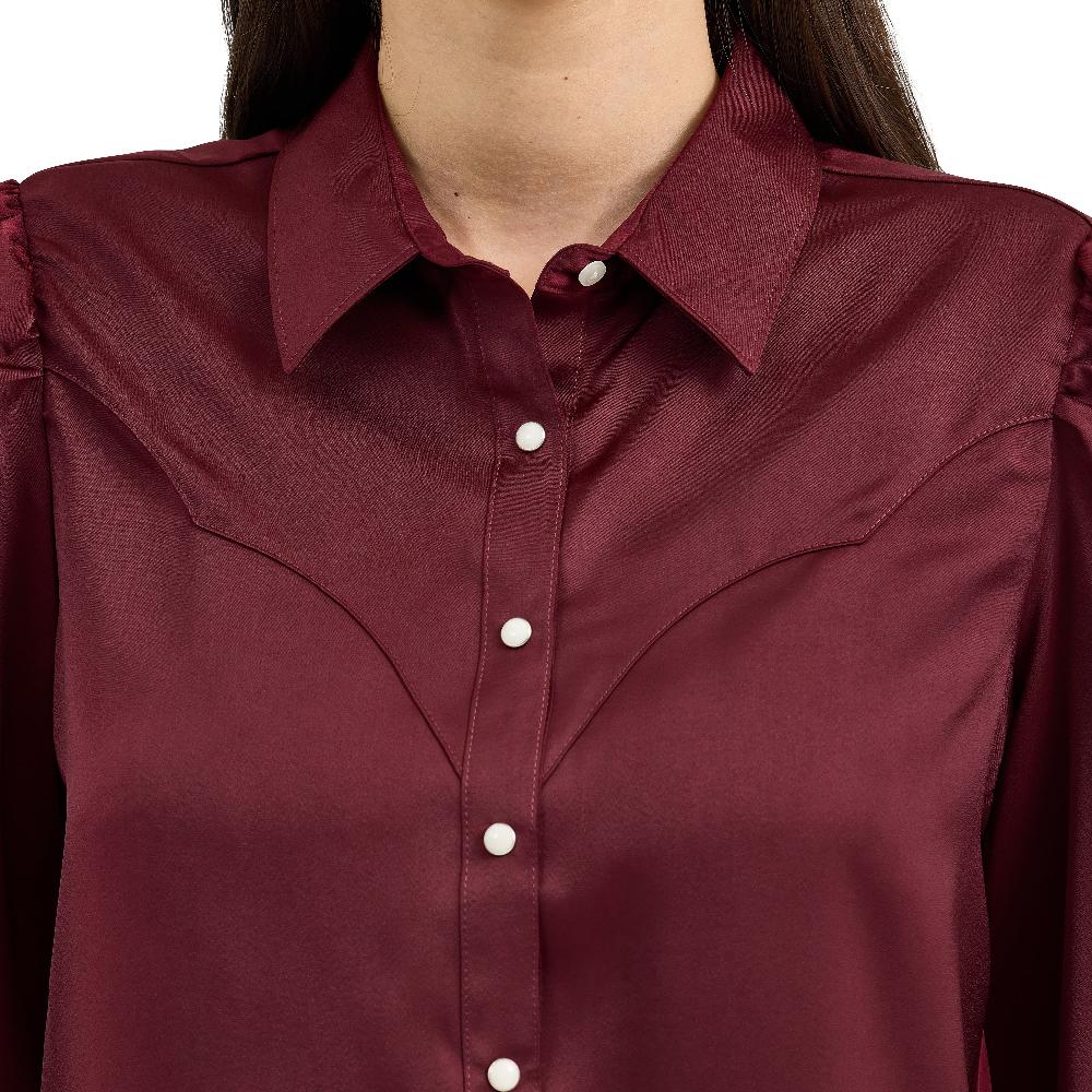 Le Bos Wrangler Port Women's Satin Rodeo Longsleeve Blouse 112367388