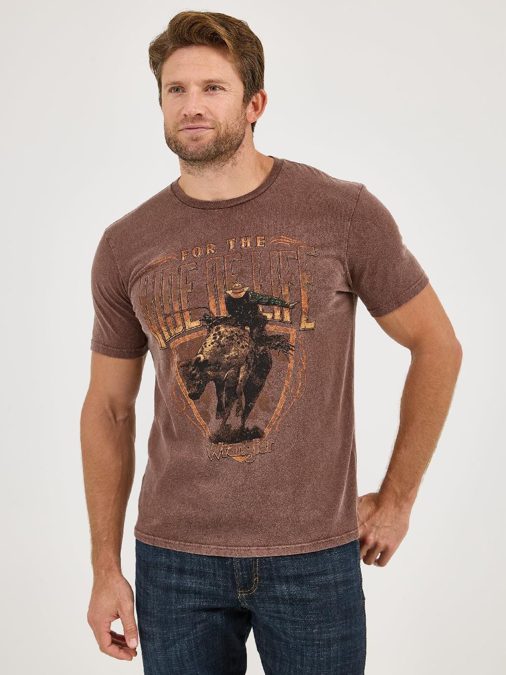 Le Bos Wrangler Potting Soil Vintage Bullrider Graphic Knit Men's Short Sleeve T-Shirt 112361859