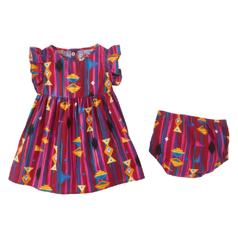 Wrangler Red Geo Checotah Little Girl's (Toddler Size) Ruffle Sleeve Dress 112346596