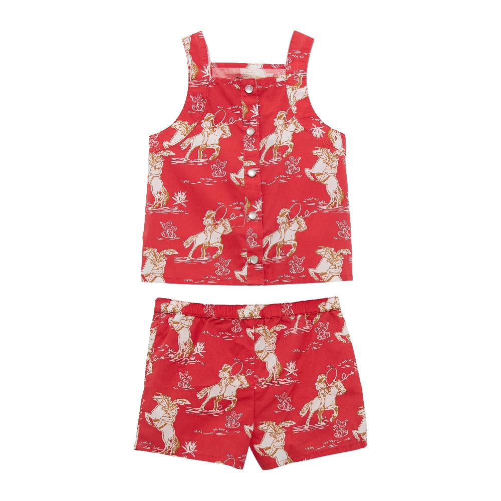 le bos Wrangler Red Horse Little Girl's Western Shorts Set 112364320