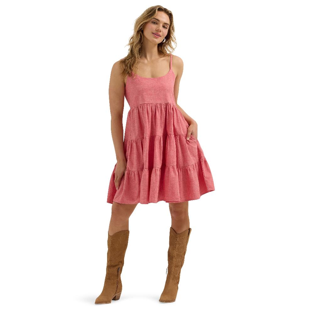 le bos Wrangler Red Strappy Tiered Women's Dress 112365032