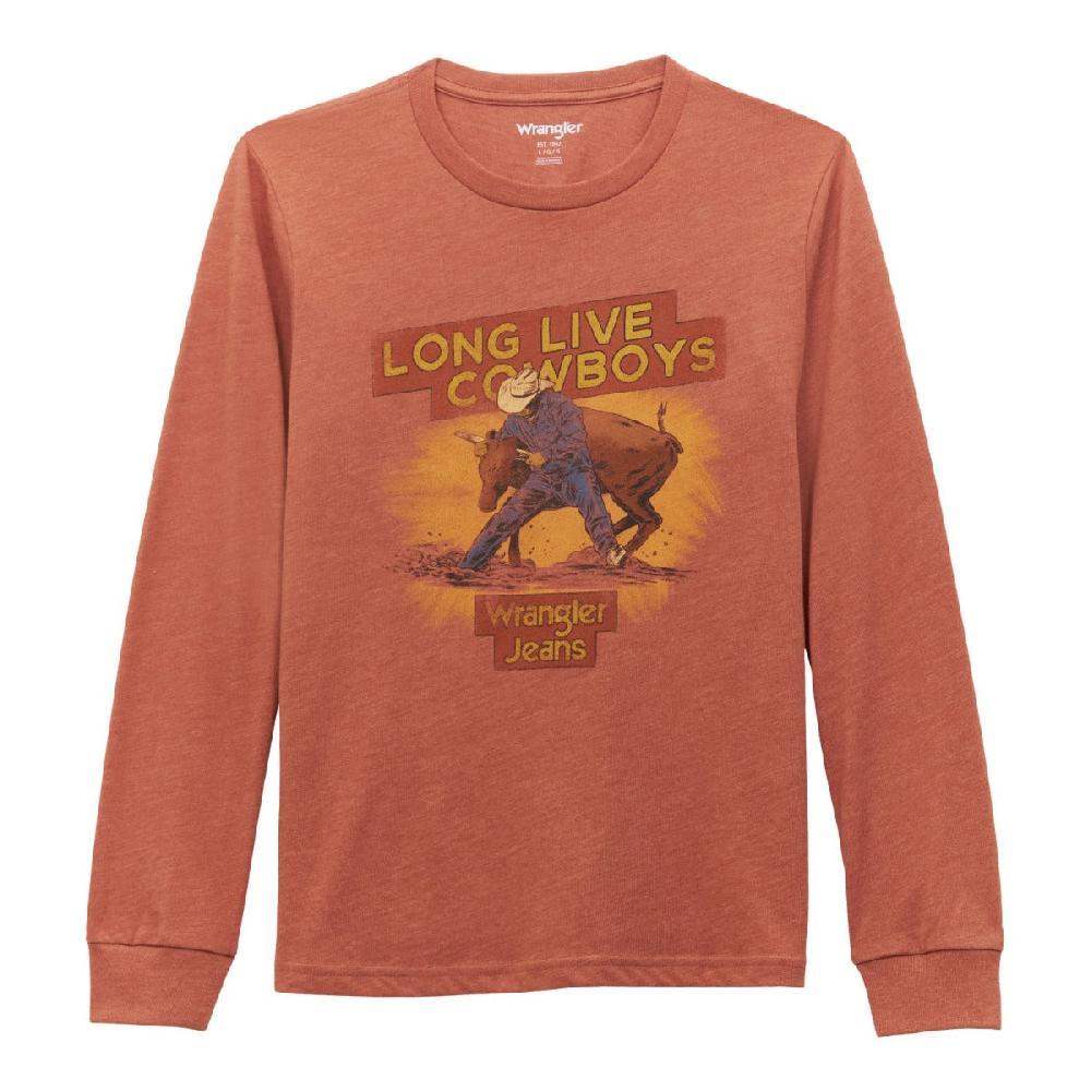 le bos Wrangler Redwood Heather Boys Long Live Long Sleeve Graphic T-Shirt 112354214