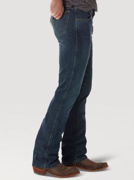 Le Bos Wrangler River Wash Vintage Premium Patch Boot Cut Mens Jeans 77MWZRW