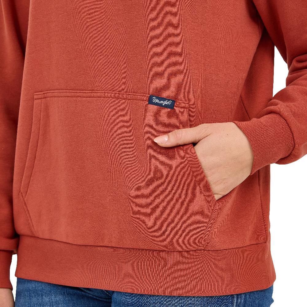 Le Bos Wrangler Rust Western Quarter Zip Women's Sweatshirt With Horseshoe Graphic 112371636