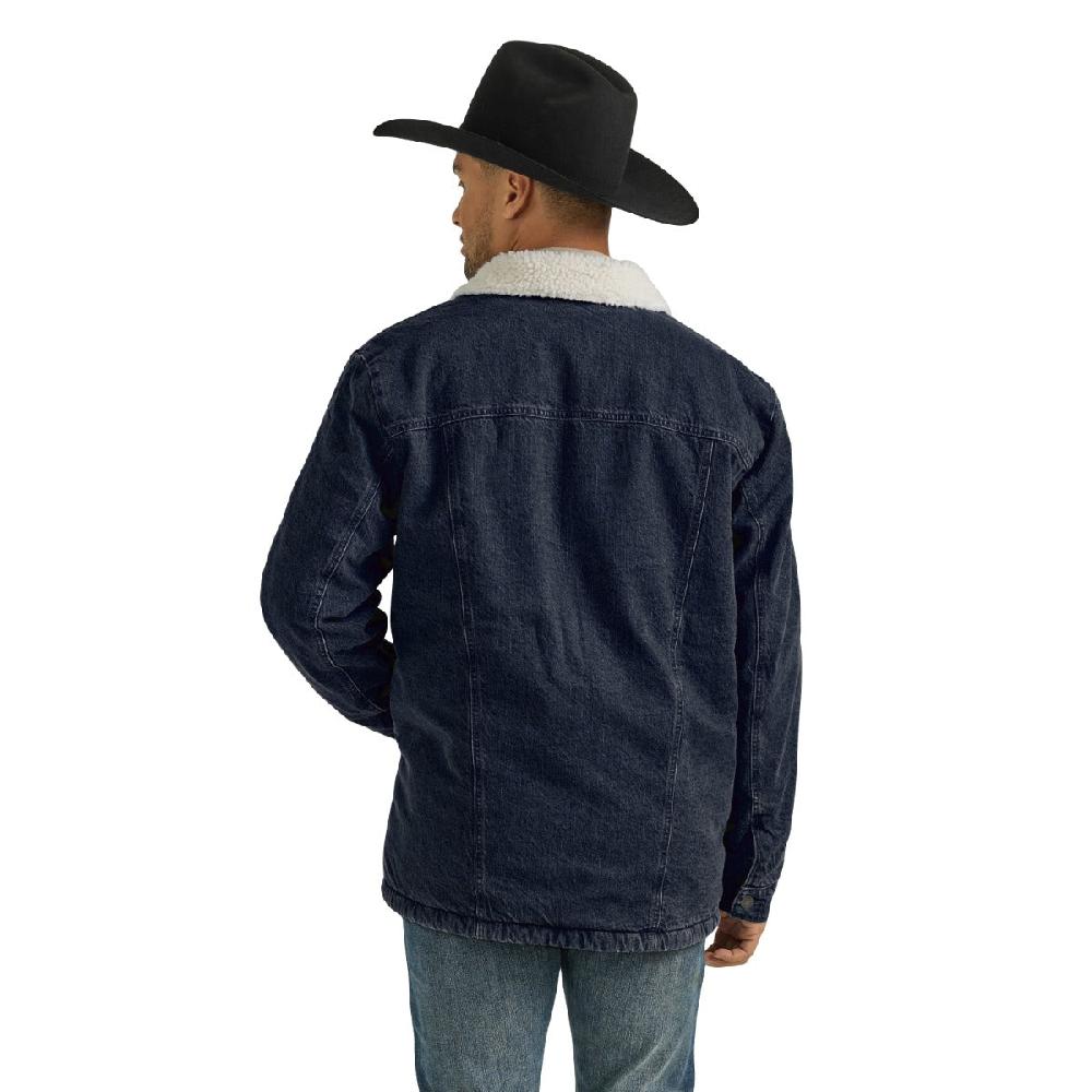 Le Bos Wrangler Rustic Navy Western Sherpa Lined Denim Wrange Jacket 112353374