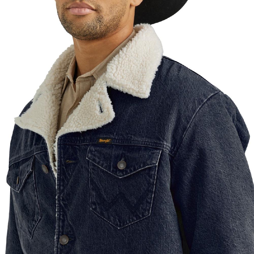 Le Bos Wrangler Rustic Navy Western Sherpa Lined Denim Wrange Jacket 112353374