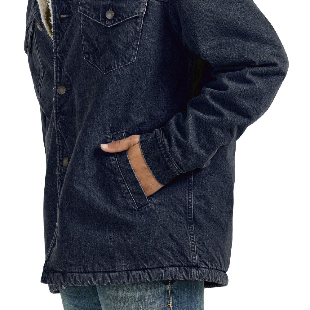 Le Bos Wrangler Rustic Navy Western Sherpa Lined Denim Wrange Jacket 112353374
