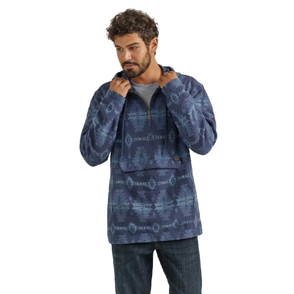 le bos Wrangler Sapphire Way Jacquard Men's Quarter Zip Hooded Popover Jacket 112353284