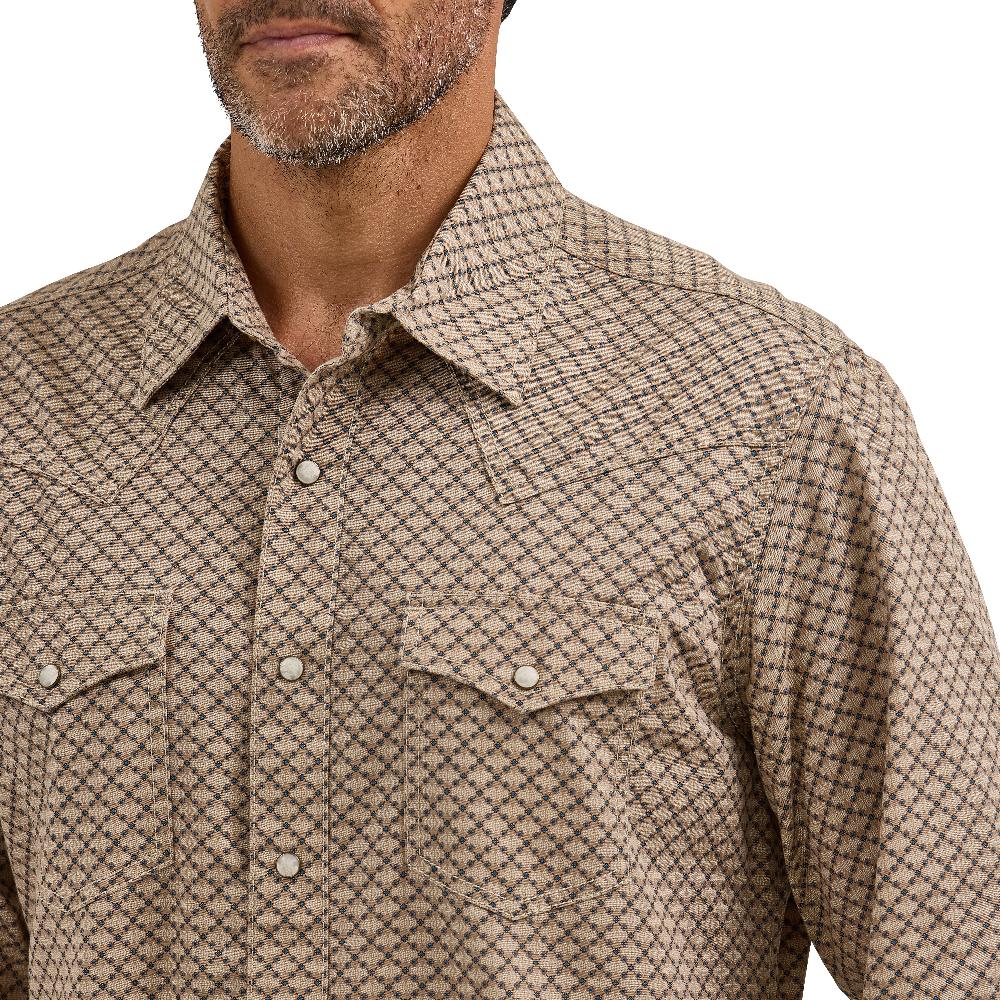 Le Bos Wrangler Scale Brown Retro Premium Men's Long Sleeve Western Snap Printed Shirt 112368222