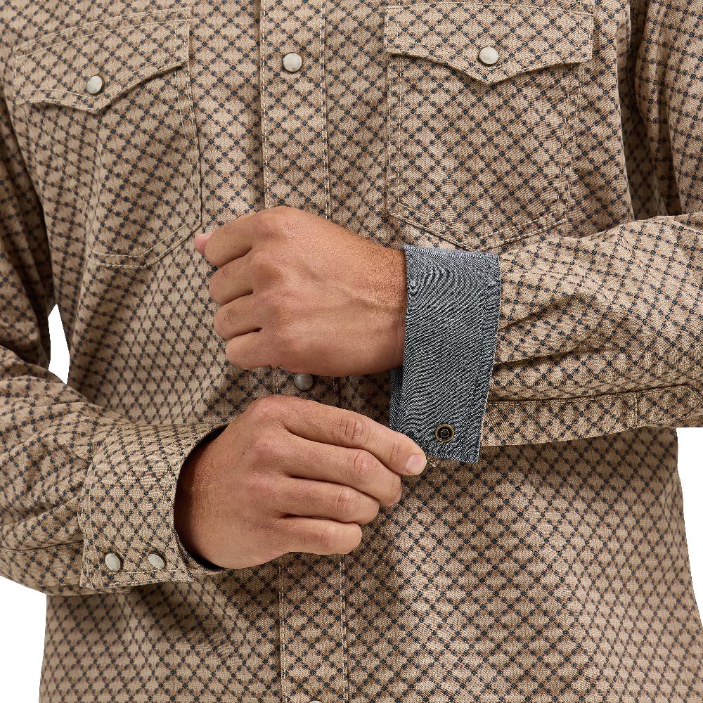 Le Bos Wrangler Scale Brown Retro Premium Men's Long Sleeve Western Snap Printed Shirt 112368222