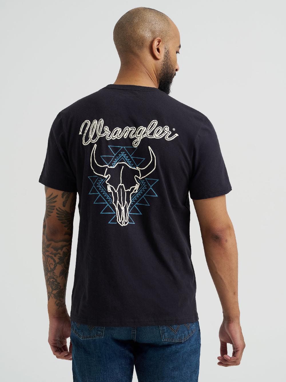 Le Bos Wrangler Steer Black Men's Back Graphic T-Shirt 112368638
