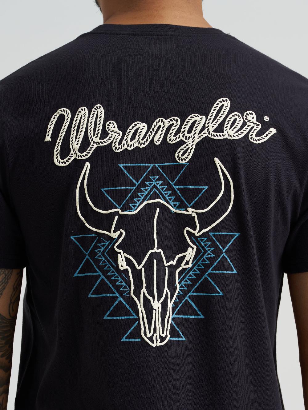 Le Bos Wrangler Steer Black Men's Back Graphic T-Shirt 112368638