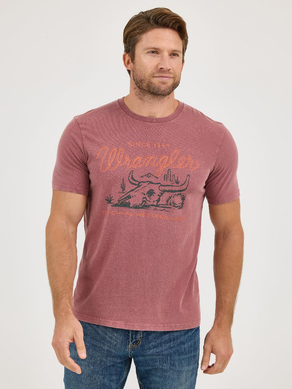 Le Bos Wrangler Steer Ginger Men's Steerhead Mineral Wash Graphic T-Shirt 112361853