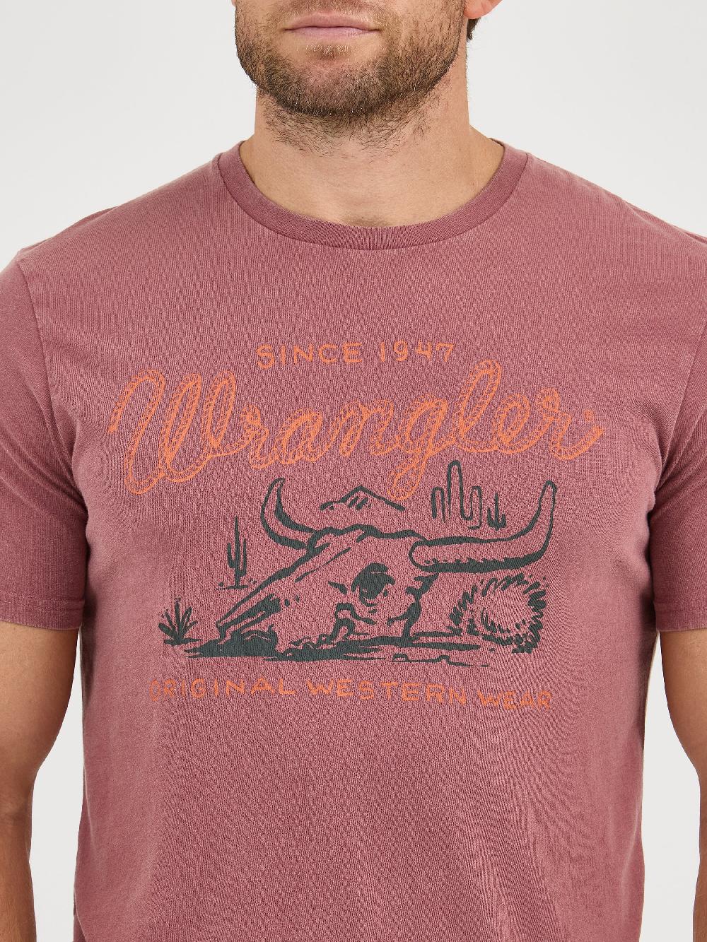 Le Bos Wrangler Steer Ginger Men's Steerhead Mineral Wash Graphic T-Shirt 112361853