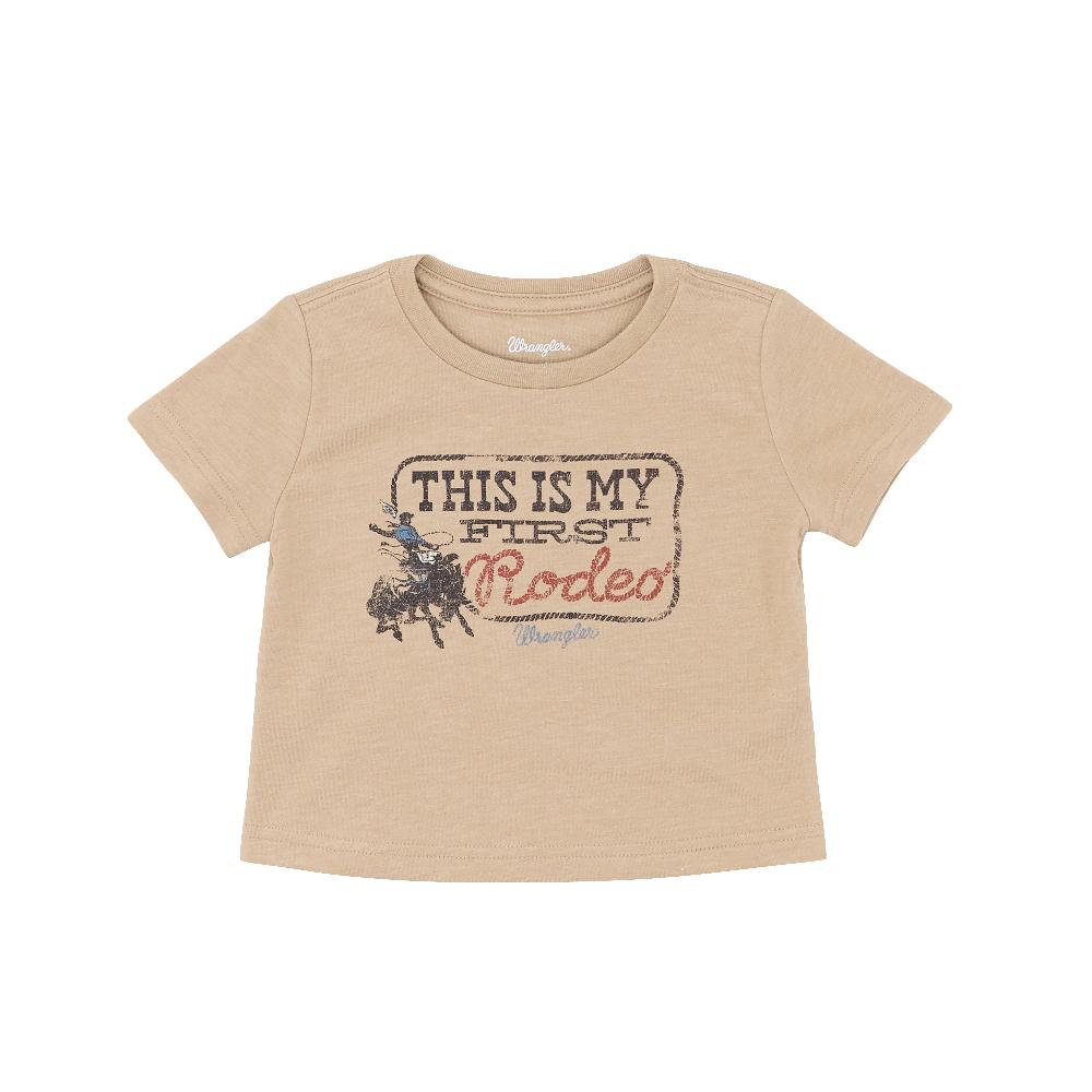 le bos Wrangler Trenchcoat Heather Baby Boy 'This is My First Rodeo' Graphic Short Sleeve Shirt 112368812