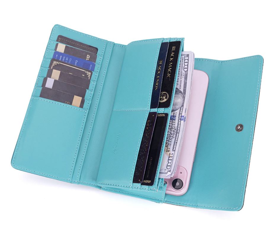 Le Bos Wrangler Turquoise Western Floral Tooled Tri-Fold RFID Wallet/Wristlet WG196-W056TQ