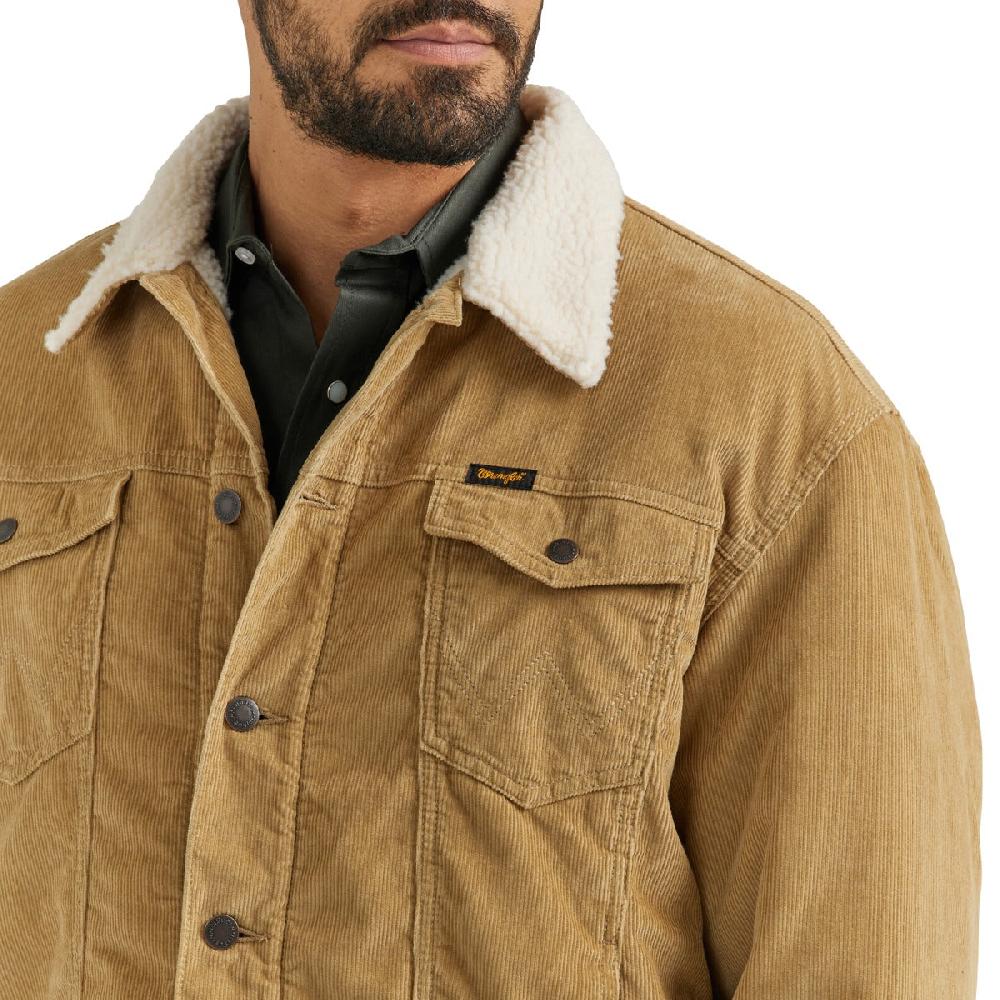 Le Bos Wrangler Wheat Cowboy Cut Sherpa Lined Men's Spread Collar Lined Corduroy Jacket 112352872