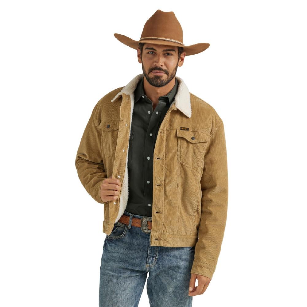 le bos Wrangler Wheat Cowboy Cut Sherpa Lined Men's Spread Collar Lined Corduroy Jacket 112352872