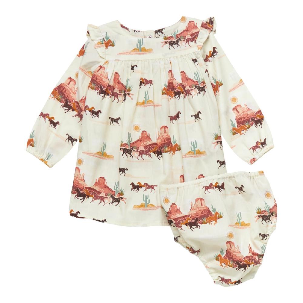Le Bos Wrangler White Multi (Mustang Print) Baby Girls Trapeze Dress 112353056