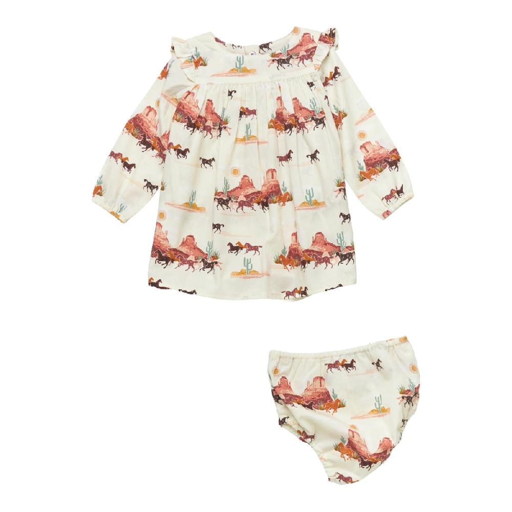 Le Bos Wrangler White Multi (Mustang Print) Baby Girls Trapeze Dress 112353056