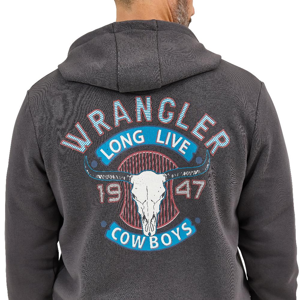 Le Bos Wrangler Worn Grey Long Live Cowboys Pullover Men's Hoodie 112368743