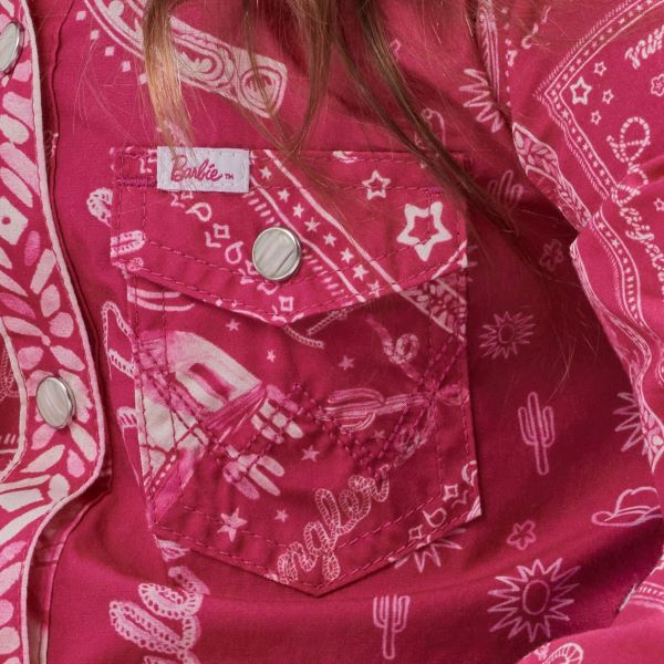 Le Bos Wrangler X Barbie Bandana Pink Girl's Snap Shirt Dress 112344905