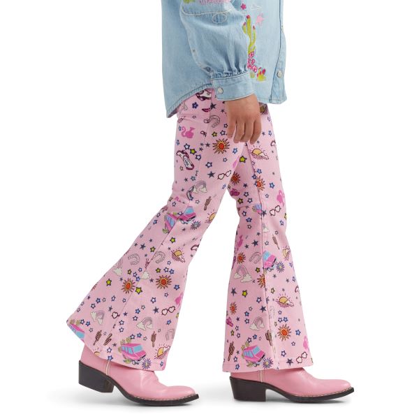 Le Bos Wrangler X Barbie Pinnacle Pink Girl's Trumpet Flare Jeans 112344859