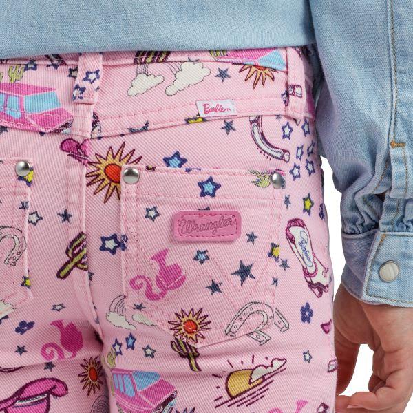 Le Bos Wrangler X Barbie Pinnacle Pink Girl's Trumpet Flare Jeans 112344859