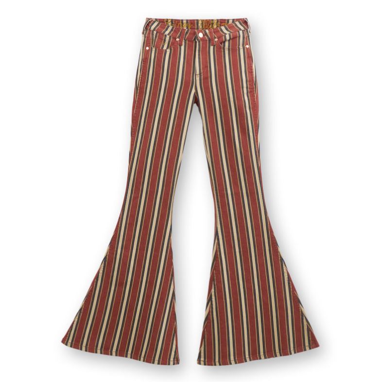 Le Bos Wrangler X Lainey Henna Stripe Clay Denay Women's Bell Bottom Jeans 112360632