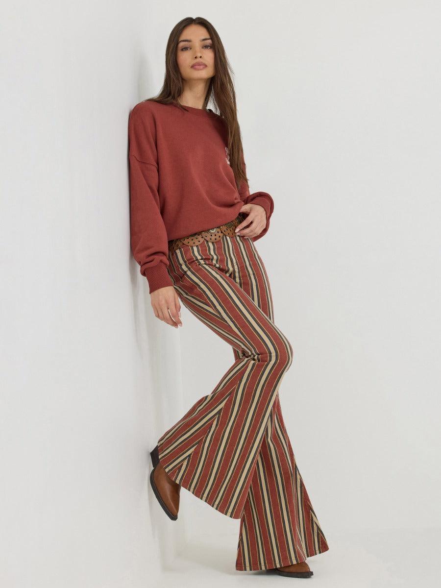 Le Bos Wrangler X Lainey Henna Stripe Clay Denay Women's Bell Bottom Jeans 112360632