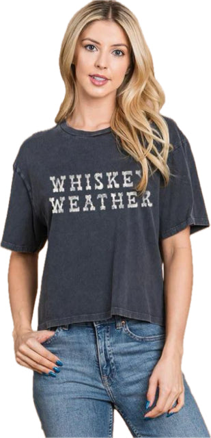 le bos Zutter Black Whiskey Weather Women's Short Sleeve Oversized Fit Tee Shirts T4036-9073-BLK