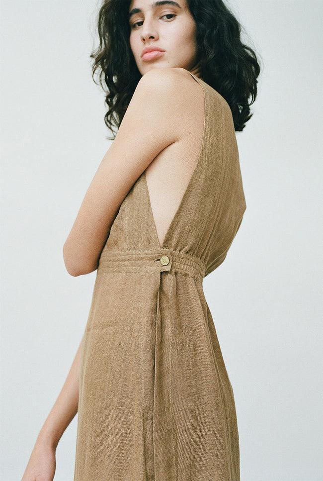 Le Kasha ANTALYA Linen Cover Up Dress Black