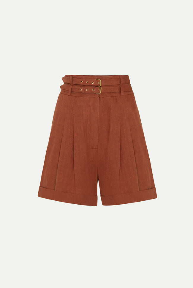 le kasha Aqiva linen shorts White