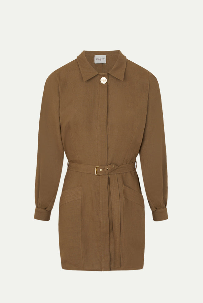 le kasha AWLAD linen dress Tabacco