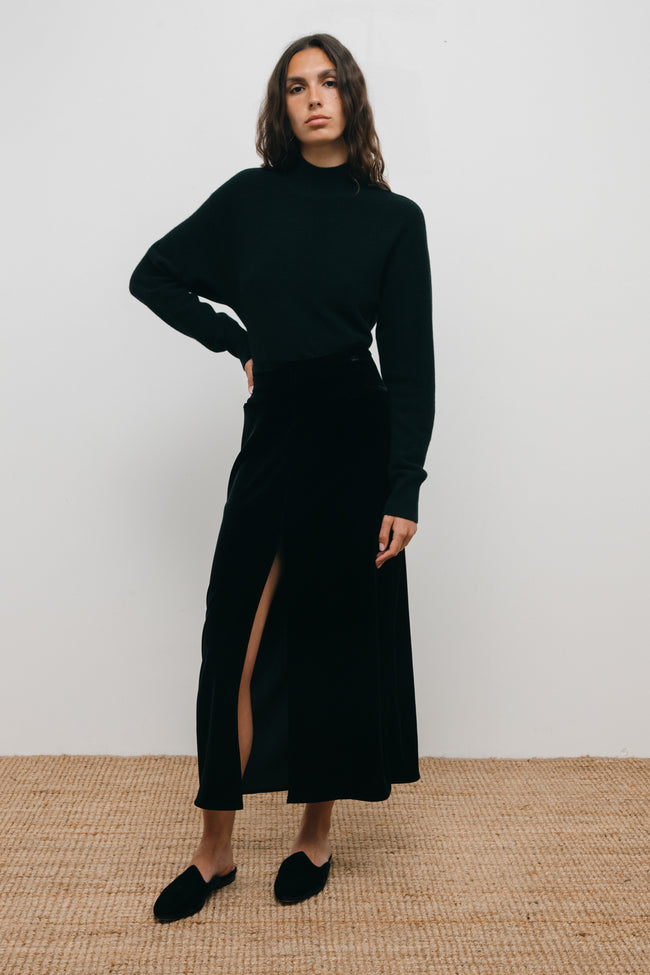 Le Kasha CASTELLO Velvet Skirt Black